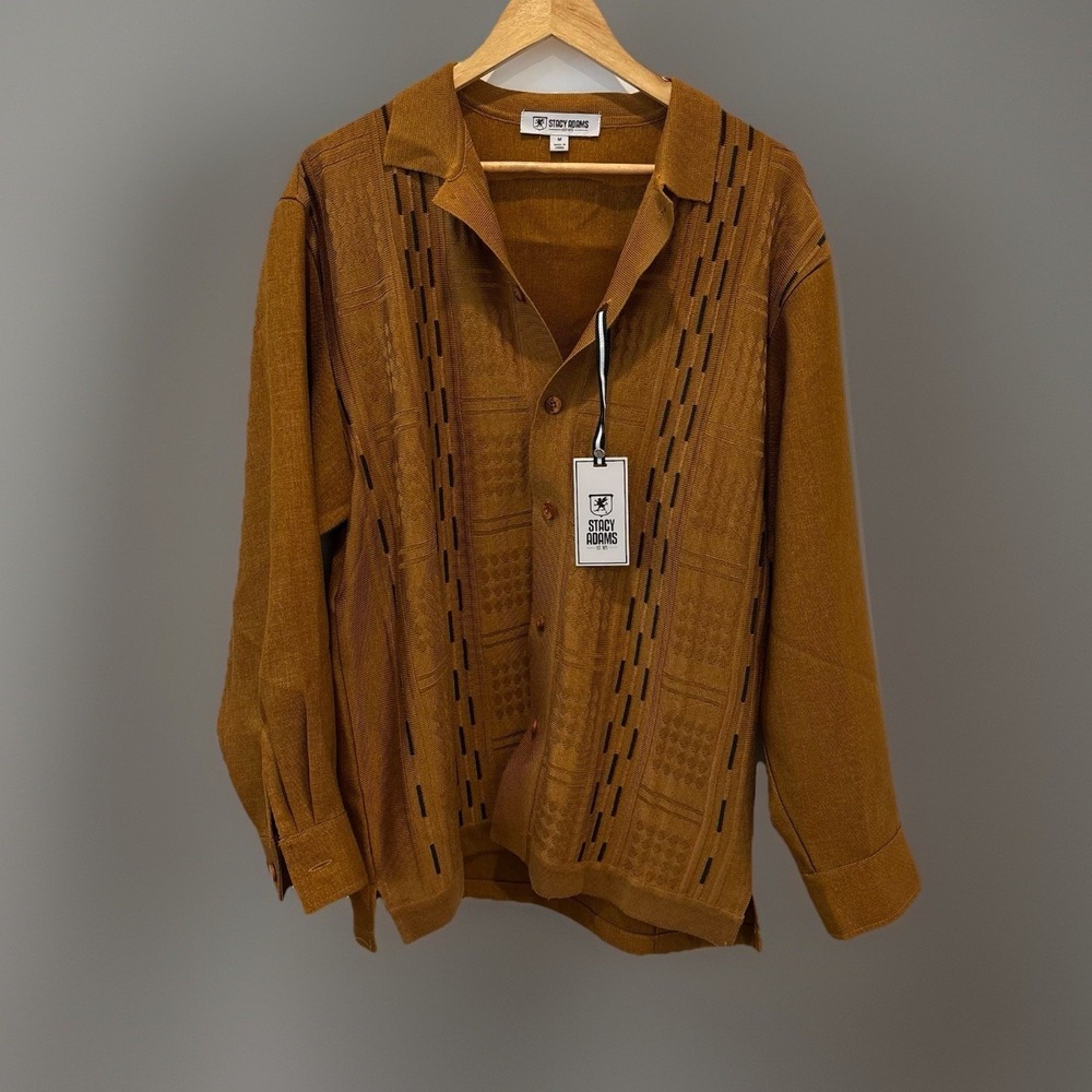 Stacy Adams Men's Geometric Knit Open Front Sweater Size M/34 NWT